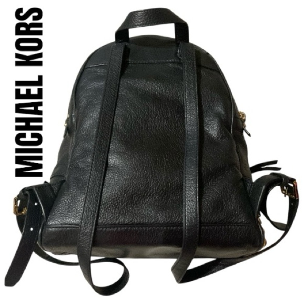 Michael Kors Black leather with metallic Gold studs rivet Backpack chic rockstar - Picture 8 of 16